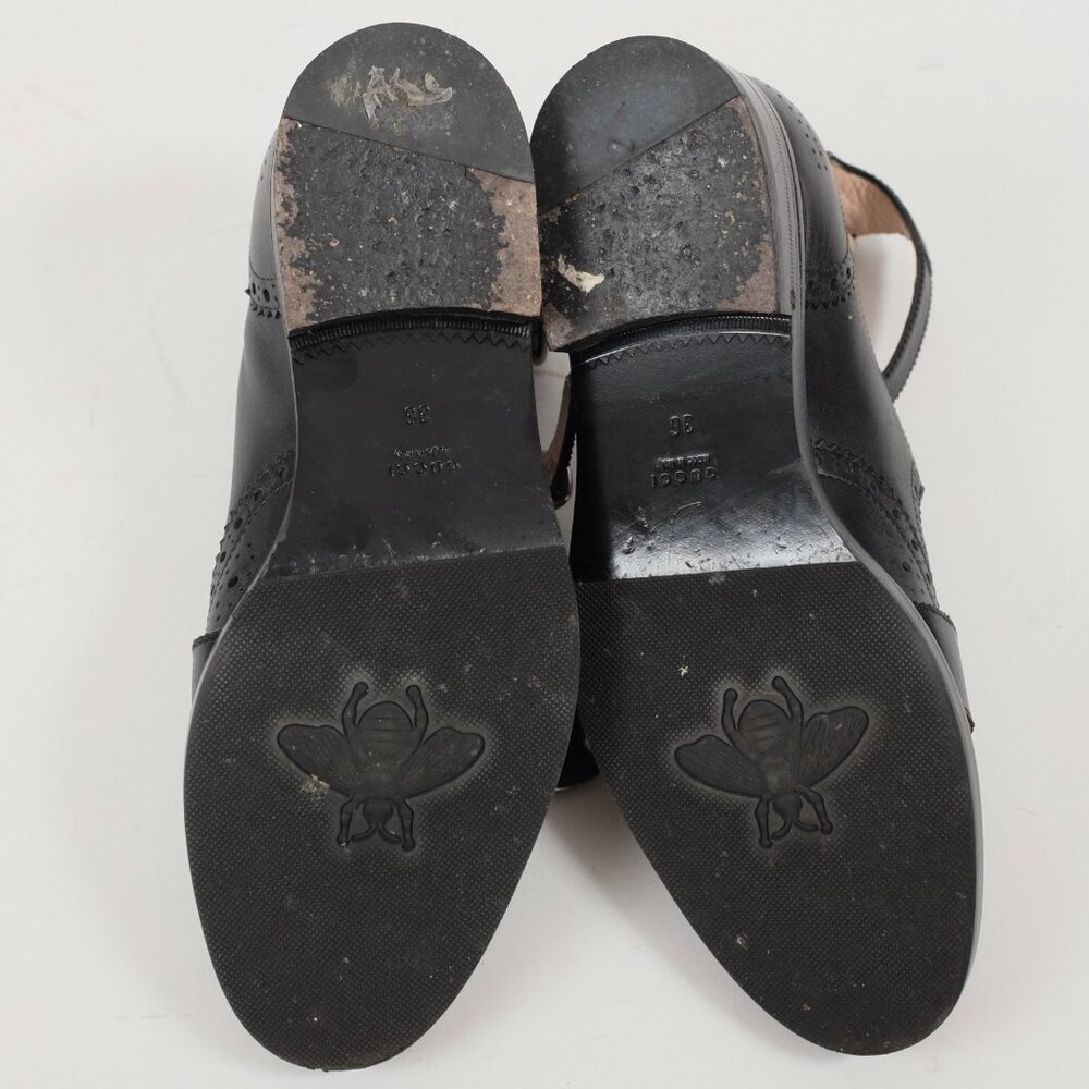 GUCCI monk shoes loafers brogue 36 US 6 black ankle strap Bee buckle queercore - Picture 7 of 10